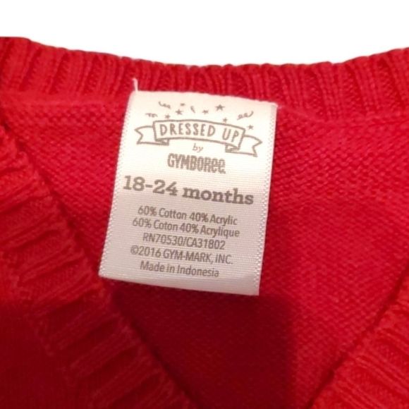 💗3 Gymboree Baby Argyle Red Holiday Sweater Vest 18-24 months‎ - Picture 2 of 2